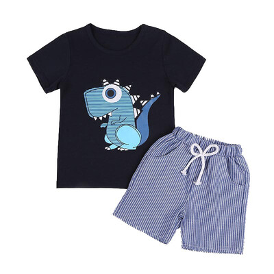 

Summer Baby Boys Short Sleeve Cartoon Dinosaur Cotton T-shirt Shorts Toddler Outfits Clothes