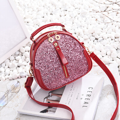 

Small bag female 2018 spring new wave Korean version of the wild Messenger bag female sequins shoulder small round bag one generation