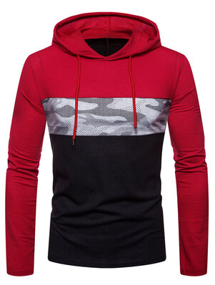 

Contrast Color Camo Print Hooded T-shirt