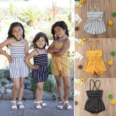 

Fashion Baby Girls Striped Romper Kids Suspender Pants Toddler Jumpsuit Playsuit