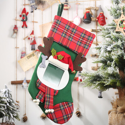 

〖Follure〗Christmas Stockings Socks Santa Claus Plaid Big Hanging Candy Gift Bag
