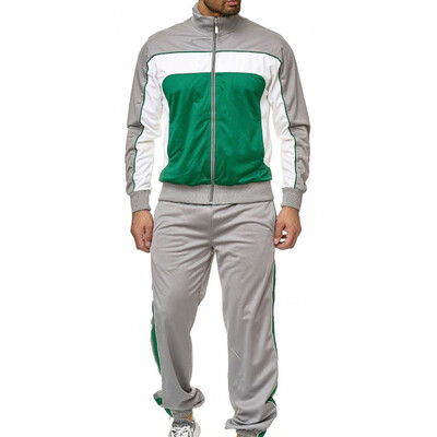 

Toponeto Mens Autumn Splicing Zipper Print Sweatshirt Top Pants Sets Sport Suit Tracksuit