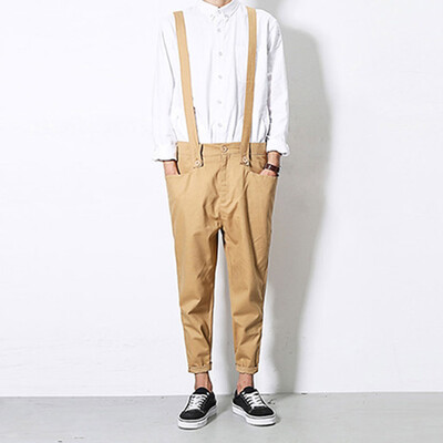 

Gobestart Mens New Fashion Harajuku Style Personality Hip Hop Nine-cent Bib Pants