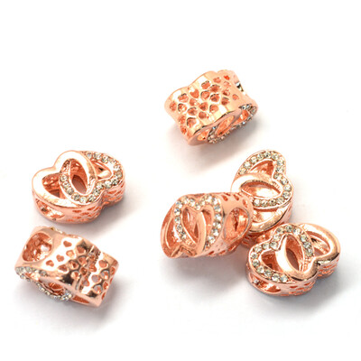 

Alloy Rhinestone European Beads Large Hole Beads Heart Rose Gold Crystal 11x145x95mm Hole 5mm