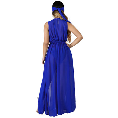 

Women Chiffon Long Cardigan Sleeveless Split Drawstring Waist Loose Maxi Bikini Cover Ups Dress Beachwear