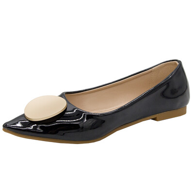 

Summer Korean version of Baitao Point Button Flat Bottom Bean Shoes Chic Fairy Wind Single Shoes Female Tide