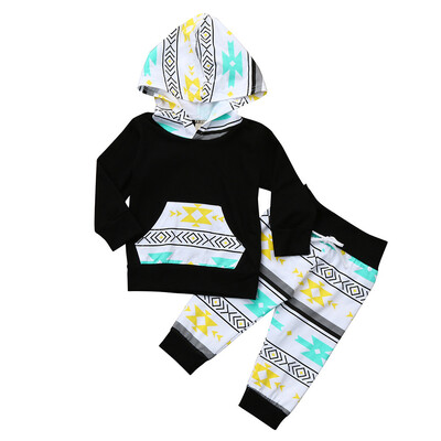 

Newborn Infant Baby Boy Geometric Hoodie TopsPants Outfits Clothes Set