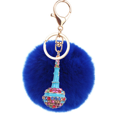 

Plush Rex Rabbit Hair Ball Alloy Keychain Bag Car Mobile Phone Accessories