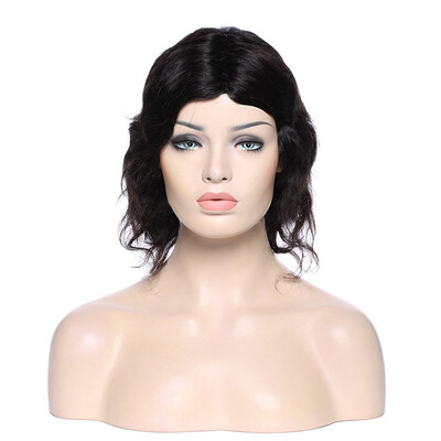 

100 Virgin Human Hair Natural Wave Wigs Brazilian Human Hair Wave Wigs Natural Black Color