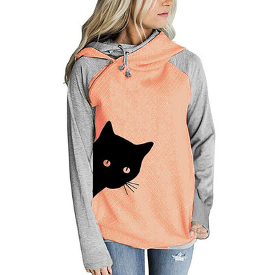 

Tailored Women Printing Hooded Collar Long Sleeve Casual Cotton Blouse Sweatshirt