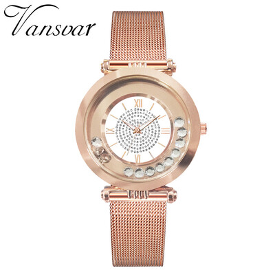 

2019 New Women Watches Romantic Flow Beads Dial Ladies Fashion Quartz Wristwatch Rose Gold Strap Clock Gift Zegarki Damskie