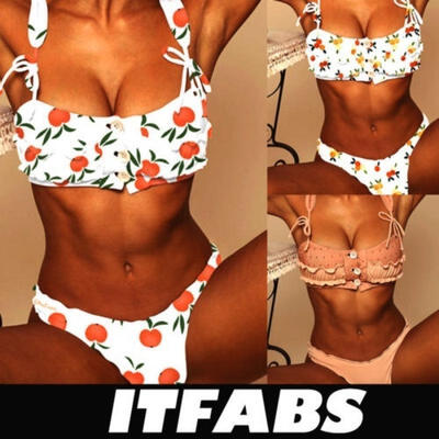 

Women Girls Ladies Fashion Sexy Bandage Padded Crop Tops Bra Bikini Swimsuit Thong Underwear 2pcs