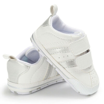 

Soft Sole Newborn Baby Boy Girl Pre-Walker White Pram Shoes Trainers 0-18 Months