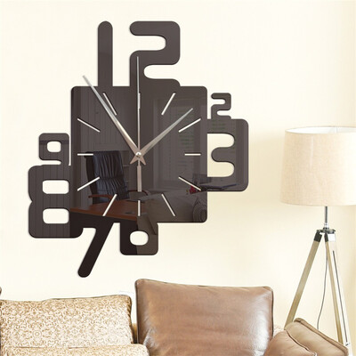 

Toponeto Modern 3D Mirror Geometric Digital Mirror Wall Clock Home Office Interior Decor