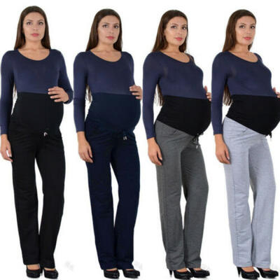 

Pregnant Women Maternity Capris Casual Trousers Work Office Over Bump Pants Plus