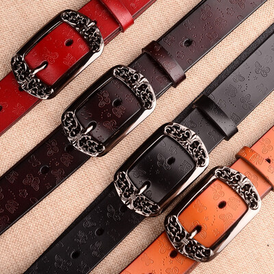 

Leather belt ladies thin belt retro wild pin buckle leather belt Korean version of the decorative dress thin