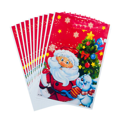 

Siaonvr 10PC Christmas PVC Disposable Tote Christmas Candy Gift Bag Ornaments