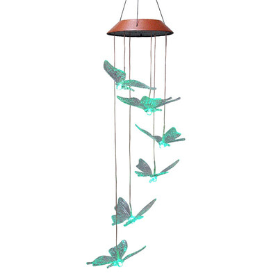 

Outdoor LED Solar Lamp Hummingbirds dragonfly Wind Home Garden Decor Solar Light Solar Powered Color-Changing Wind Chime Light
