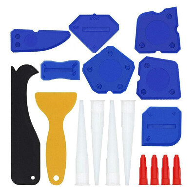 

17 Pieces Caulking Tool Kit Silicone Sealant Finishing Tool Grout Scraper Caulk Remover&Caulk Nozzle&Caulk Caps Blue