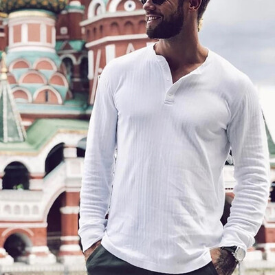 

Toponeto Mens New Style Fashion Pure Long Sleeve Top Fashion Personality Blouse Top