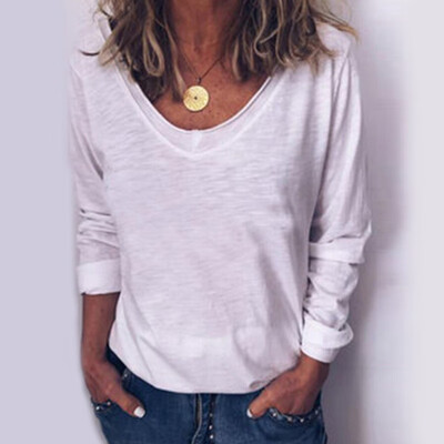 

Womens Ladies Cotton Baggy Tops Summer Loose Long Sleeve Casual T-Shirts Blouse