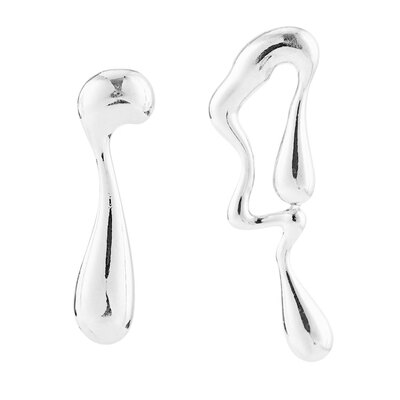 

Alloy Ear Studs with S925 Sterling Silver Pins Platinum 40x12mm