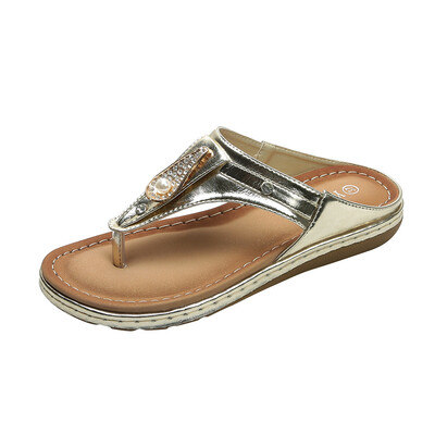 

Rose Fashion Womens Slippers Rhinestone Sandals Clip-Toe Slippers Casual Beach Shoes