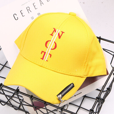 

Harajuku Hat Womens Spring&Summer Character Letter Embroidered Baseball Hat Mens Korean Wave Tie Ring Zipper Couple Cap