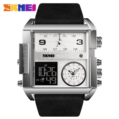 

SKMEI 51mm Mens Casual Business Stainless Steel Watch With Leather Strap