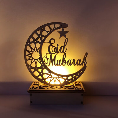 

LED Eid Mubarak EidMubarak Decoration Wooden DIY Muslim Islamic Palace Gift Decoration Style Moon Palace Moon Five-Pointed Star