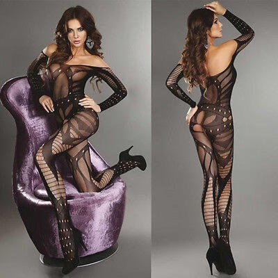 

Sexy Women Fishnet Open Crotch Body Stocking Bodysuit Nightwear Lingerie TOP
