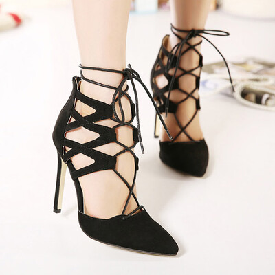 

Rose Women Ladies High Block Heels Ankle Strappy Lace-UP Sandals Party Sandals Shoes