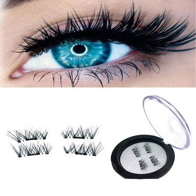 

〖Follure〗4pcs 1 Pair Magnetic Eye Lashes 3D Reusable False Magnet Eyelashes Extension