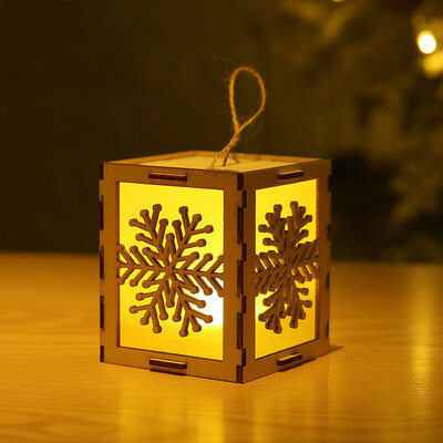 

〖Follure〗LED Light Wooden Dolls House Villa Christmas Ornaments Xmas Tree Hanging Decor
