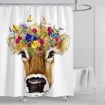 

Gobestart New Waterproof Shower Curtain with 12 Hooks 3D Printed Bathroom Polyester