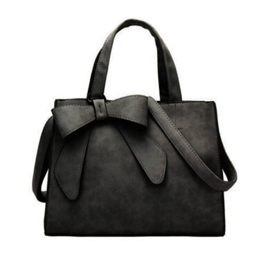 

Fashion Bow Solid Color Zipper Faux Leather Handbag Women Crossbody Shoulder Bag