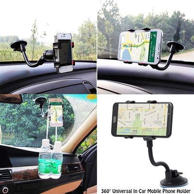 

Universal Car Mobile Phone Holder Stand Rotating 360 Degree Long Arm Windshield Mount for GPS