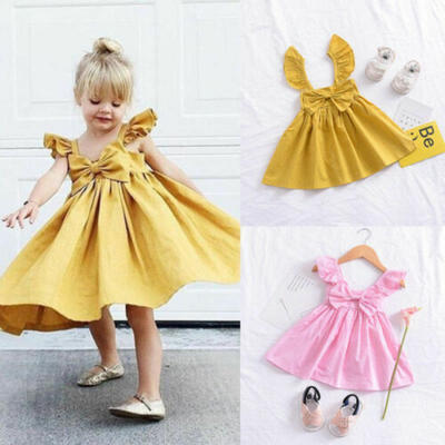 

Summer Newborn Kids Baby Girl Cute Princess Bow Dress Party Casual Clothes Dress