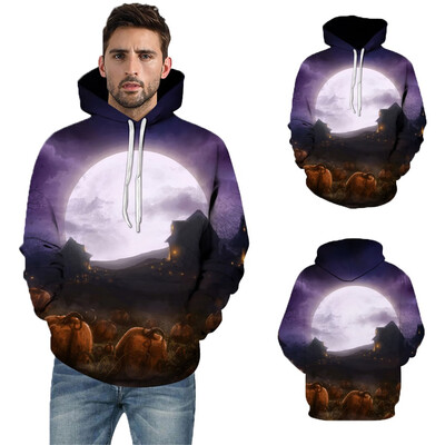

Toponeto Mens Halloween Pumpkin 3D Print Creative Casual Long Sleeve Shirt Top