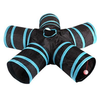 

Puzzle Toy Cat Tunnel 5 Way Collapsible Portable Pet Play Tube With Ball For Kittens