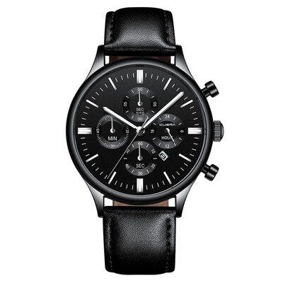 

Gobestart Fashion Sport Mens Stainless Steel Case Leather Band Quartz Analog Wrist Watch