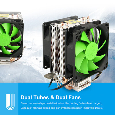 

Hydraulic CPU Cooler Heatpipe Fans Quiet Dual Fan Heatsink Radiator for Intel 2011