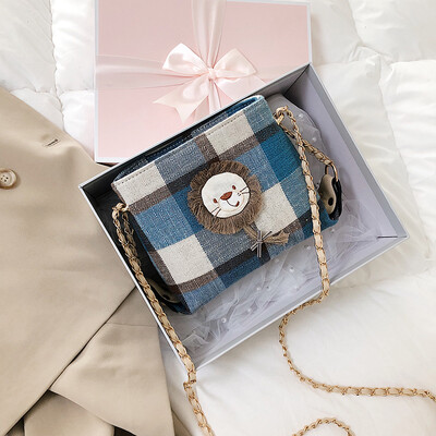 

Chic chain bag 2019 new cute girl canvas bucket bag ins texture shoulder bag Messenger bag