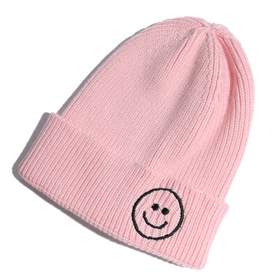 

Hat female smiling face cute ladies knit hat autumn&winter Korean version of Joker new wool hat Korea earmuff head cap
