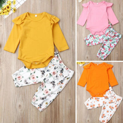 

2PCS Newborn Baby Girl Boy Romper Bodysuit Flamingo Bowknot Pants Autumn Outfits