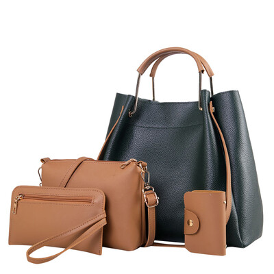 

Tailored 4Pcs Women Fashion Pattern Solid Fringe Purse Messenger BagHandbagWallet