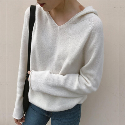 

Women Knitted Hoodies Sweater Pullover Long Sleeve Hooded Sweatshirt Solid Top