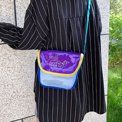 

Tailored Womens Crossbody Wild Simple Chain Transparent whale pattern Messenger Bags