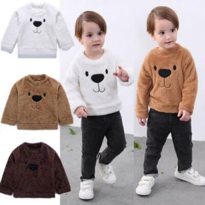

Toddler Kid Baby Girl Boy Bear Top Blouse Sweater Thicken Velvet Warm Clothes