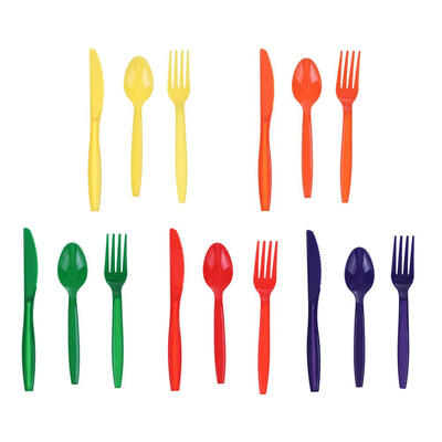 

15pcsSet Portable Plastic Tableware Scoop Fork Knife Party Camping Cutlery